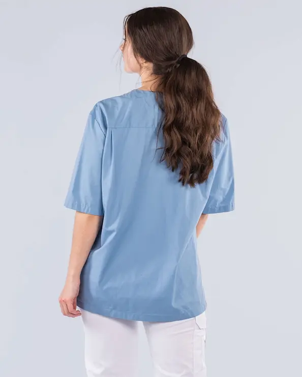 Almedahls Lyseblå/Hvit V-bluse Unisex