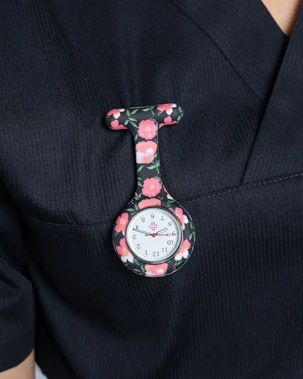 Sygeplejerskeur Flower Black floral