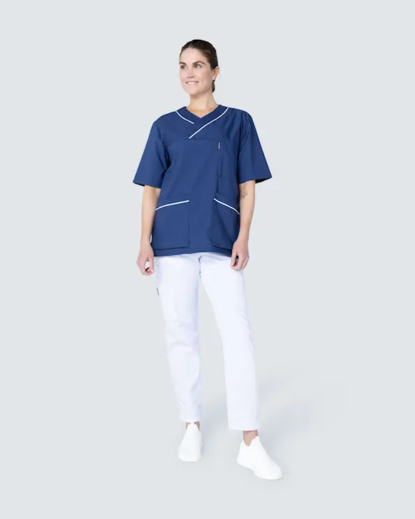 Almedahls Marin/Vit V-blus Unisex