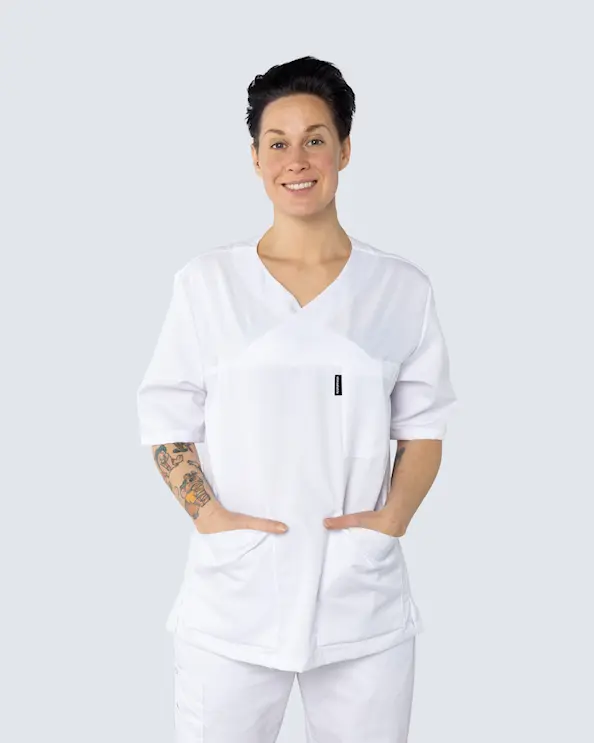 V-bluse Unisex Tencel Hvid