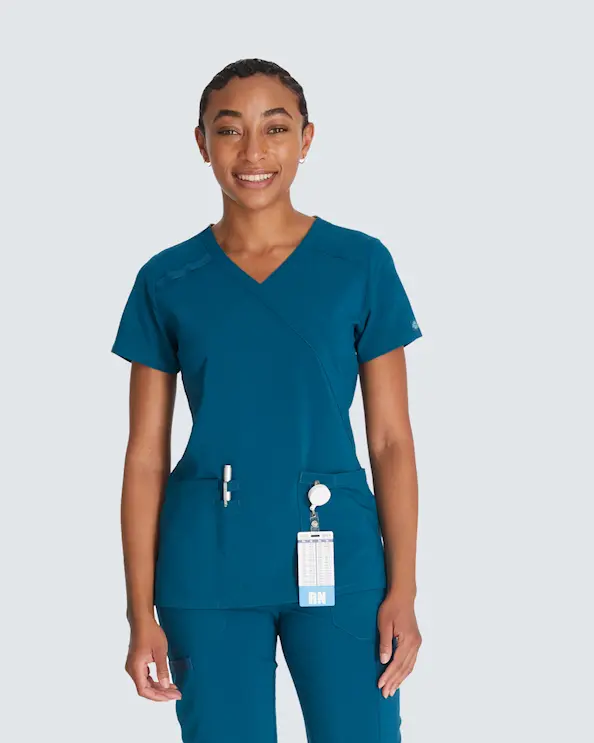 Dickies Essentials Mock Wrap Top DKE625 Caribbean Blue