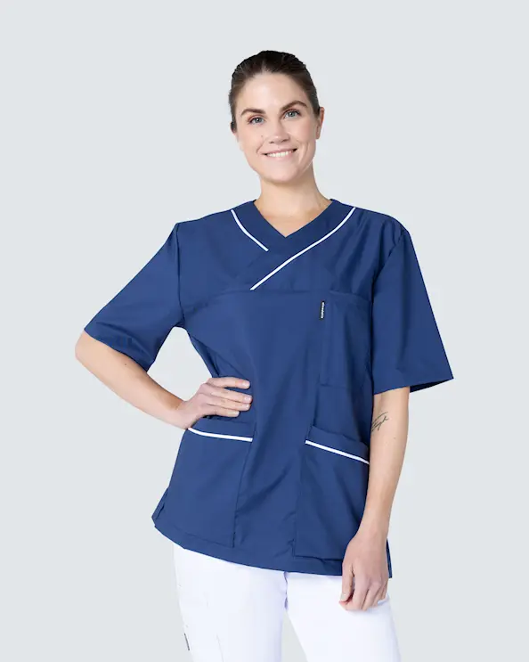 Almedahls Marin/Vit V-blus Unisex