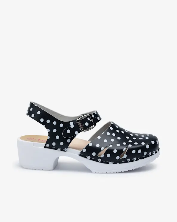 Beez Très Chic Työkenkä Musta/Valkopilkullinen