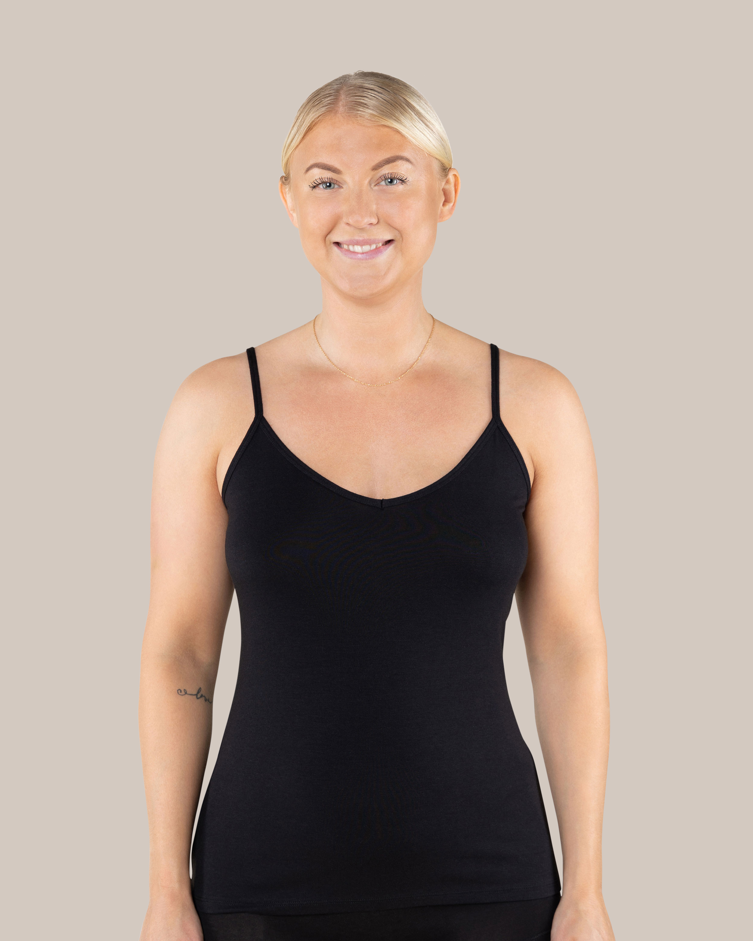 Singlet Ellen Bambus V-hals Sort