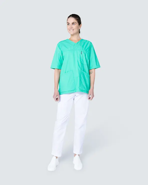 Almedahls Grøn Bluse med v-hals Unisex