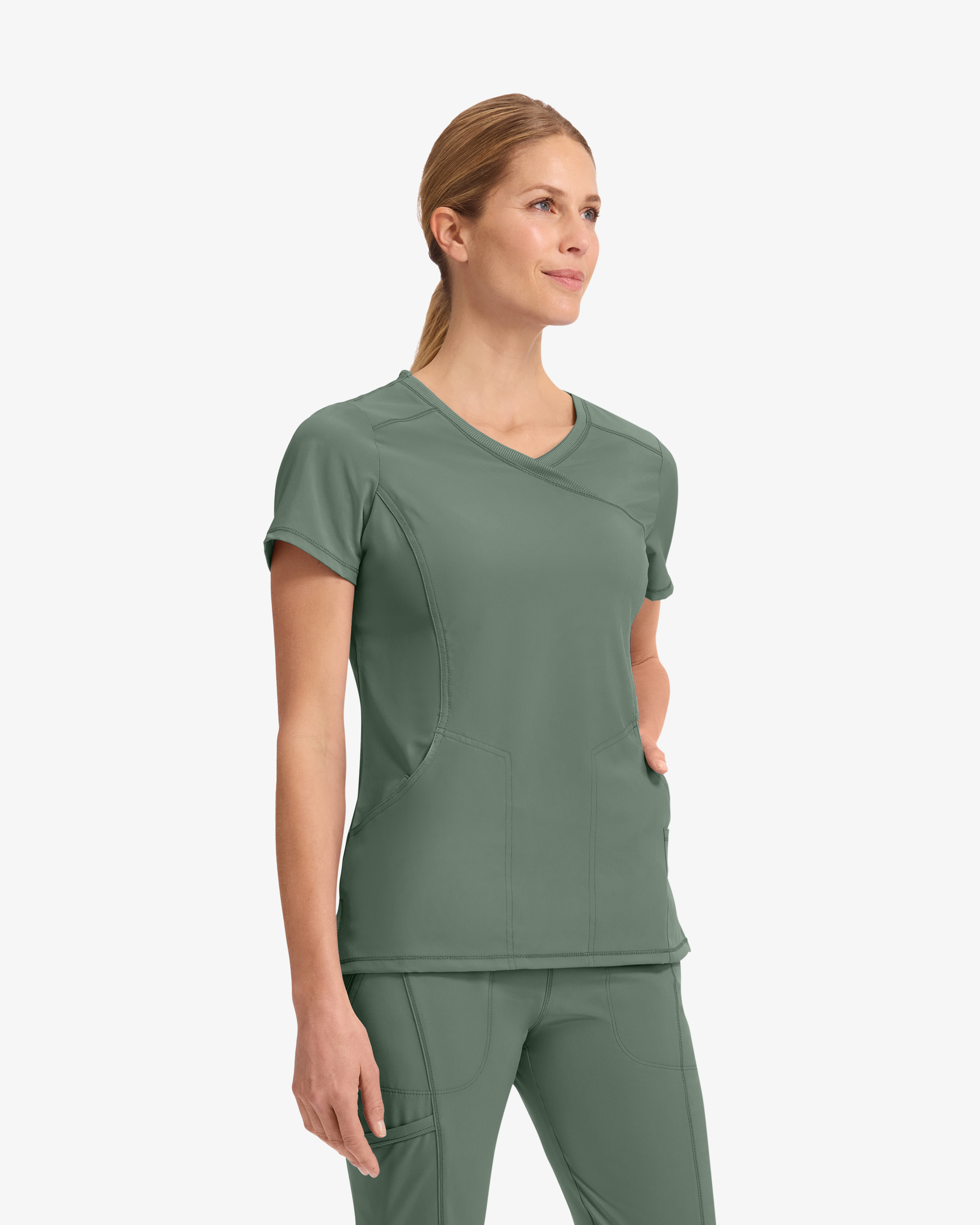 Infinity Mock Wrap Top CKE2625A Olivgrön