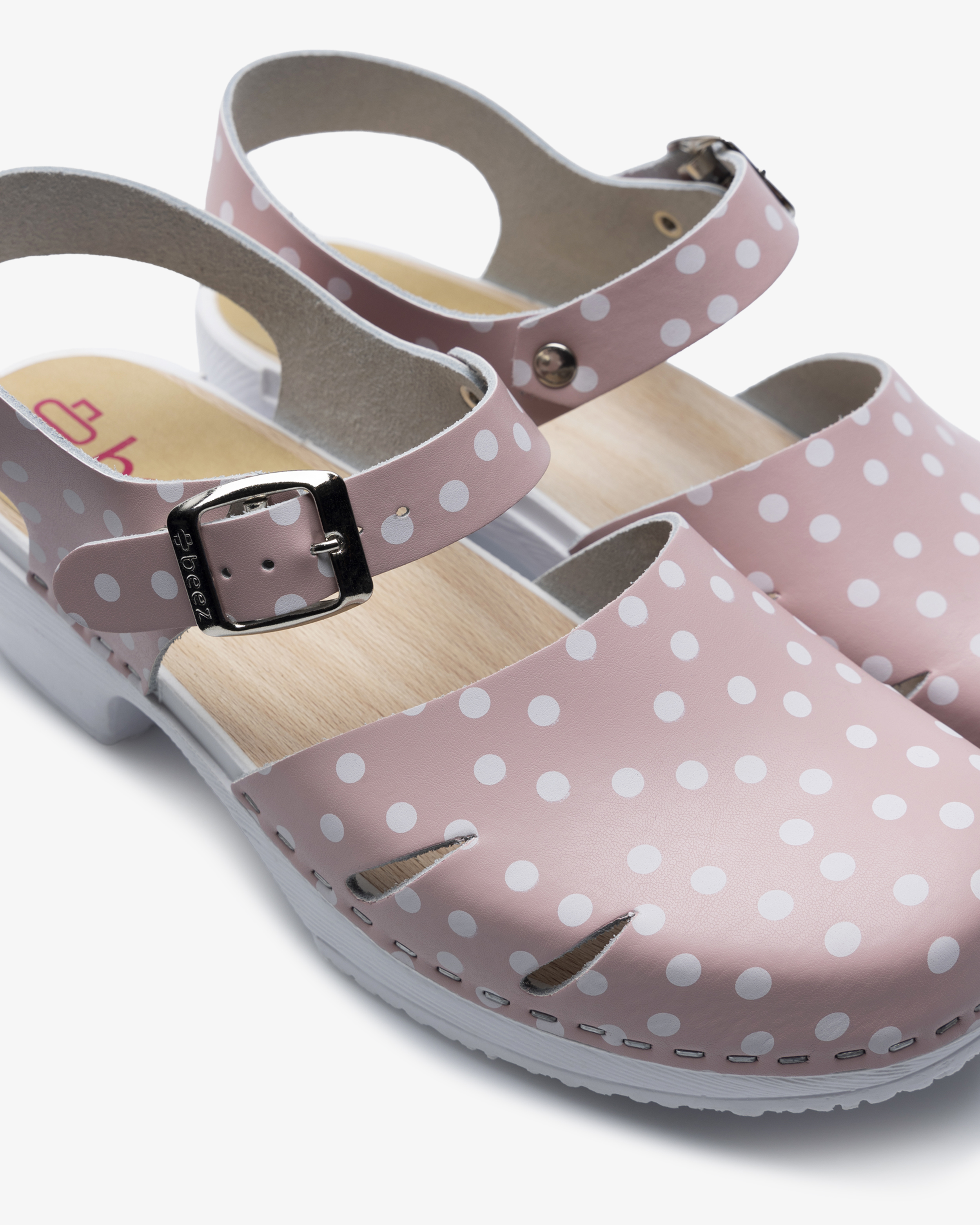 Beez Très Chic Arbeitsschuh Hellrosa/Weißgepunktet