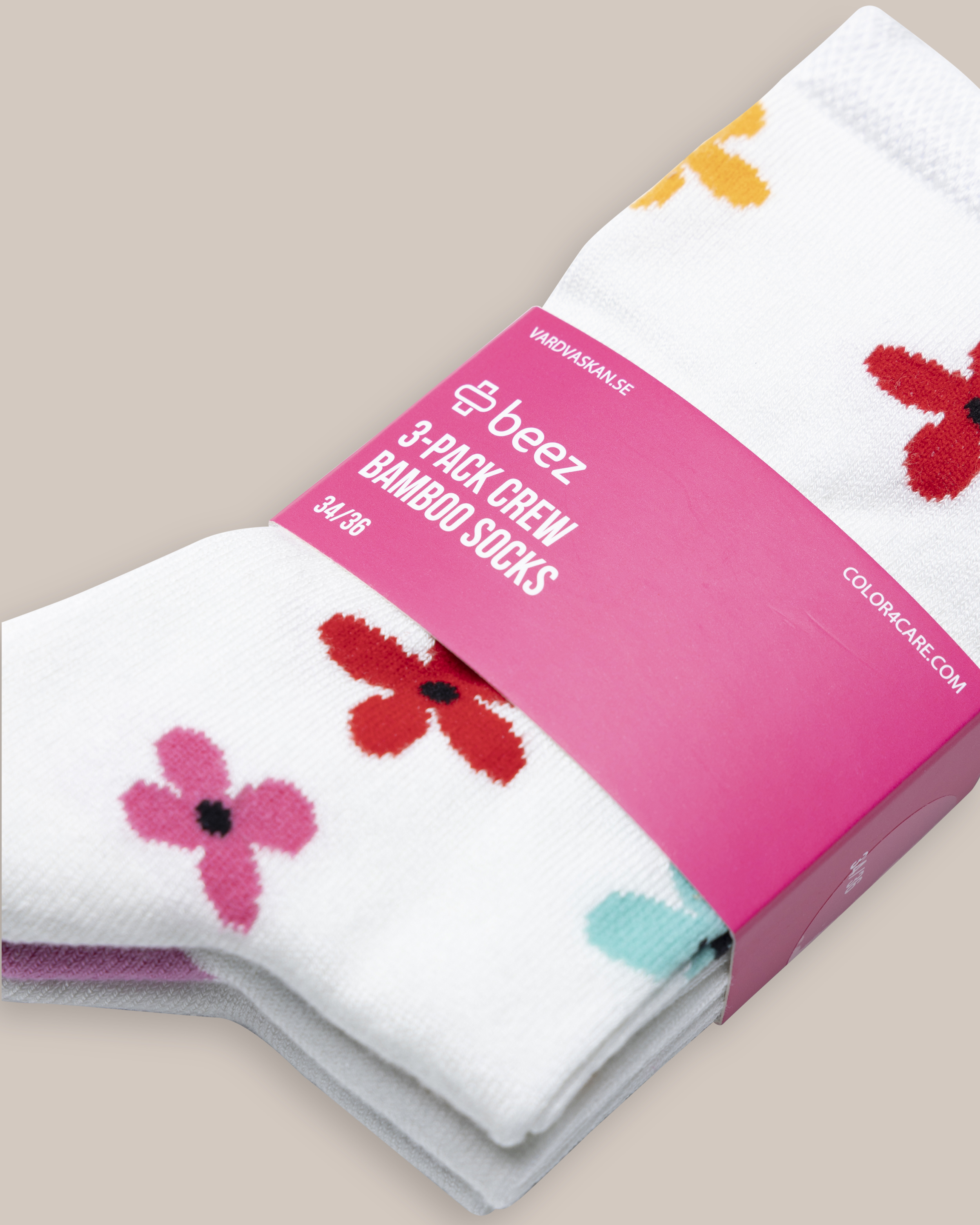 Beez Bambussokk Medi 3-pakning flerfarget