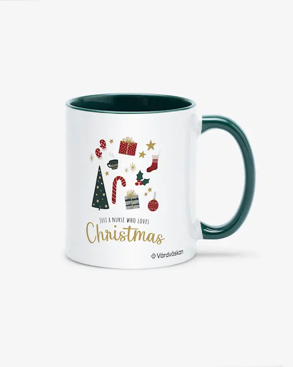 Muki Just a Nurse Who Loves Christmas Tummanvihreä