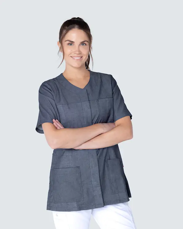 Segers Mørkegrå Tunika Stretch med Knapper Dame