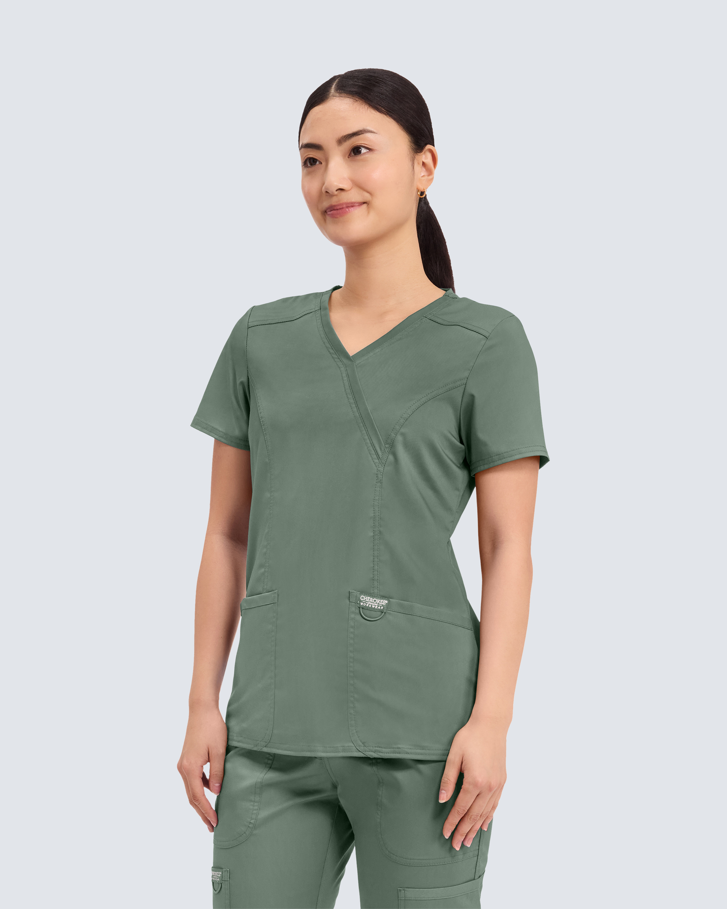 Cherokee Revolution Mock Wrap Top WWE610 Olivengrøn