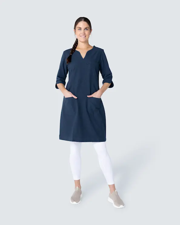 SW Cotton Crincle GOTS Emma Laivastonsininen Mekko Naiset