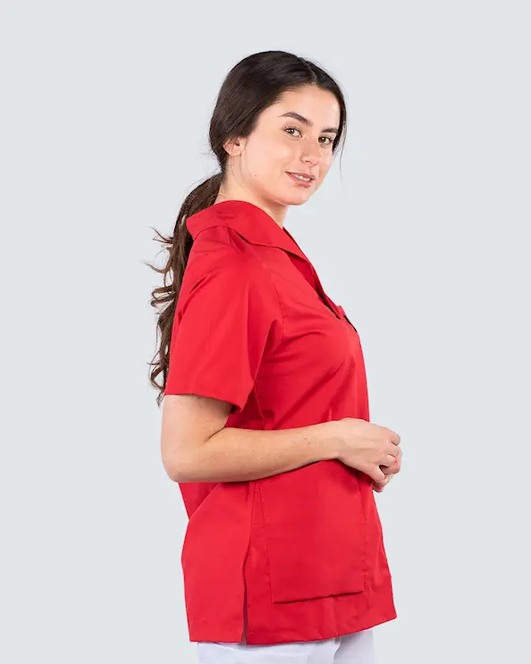 Almedahls Rød Bluse med Krage Dame