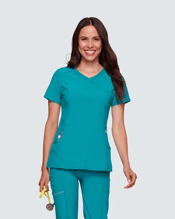 Infinity Mock Wrap Top CKE2625A Turkoosi