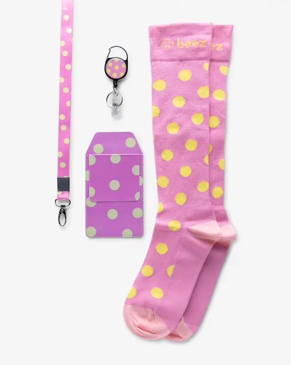 Stödstrumpor Kit Rosa Prickig