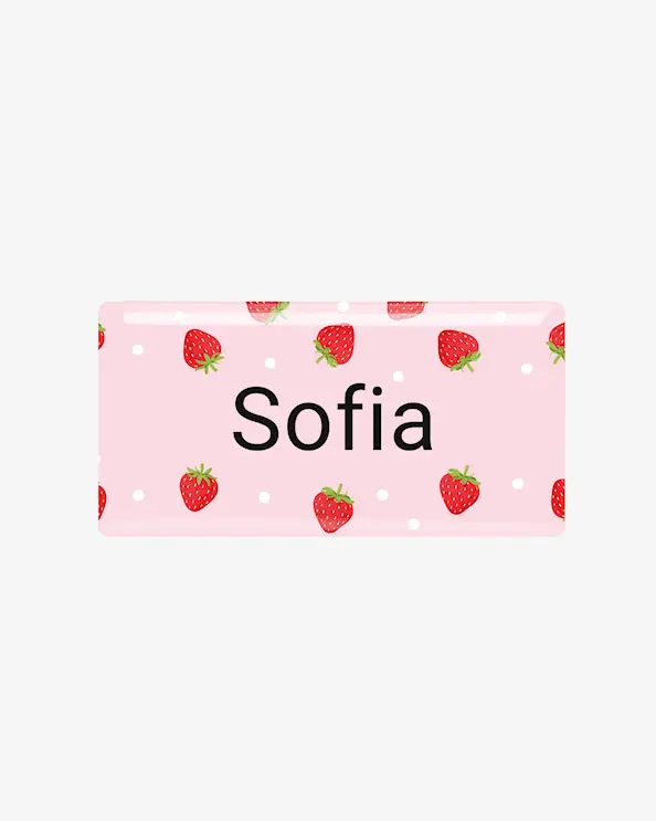 Navneskilt rektangulært magnetfeste Strawberry Sprinkle