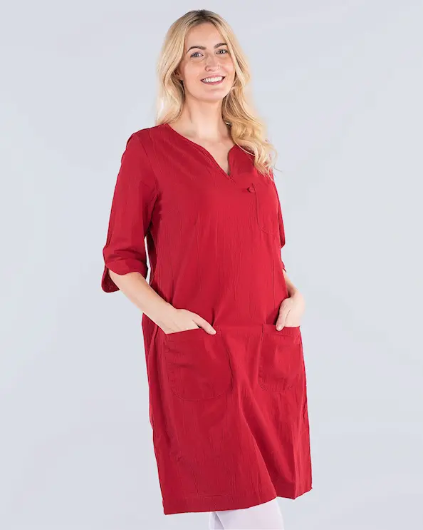 South West Cotton Crincle GOTS Emma Punainen Mekko Naiset
