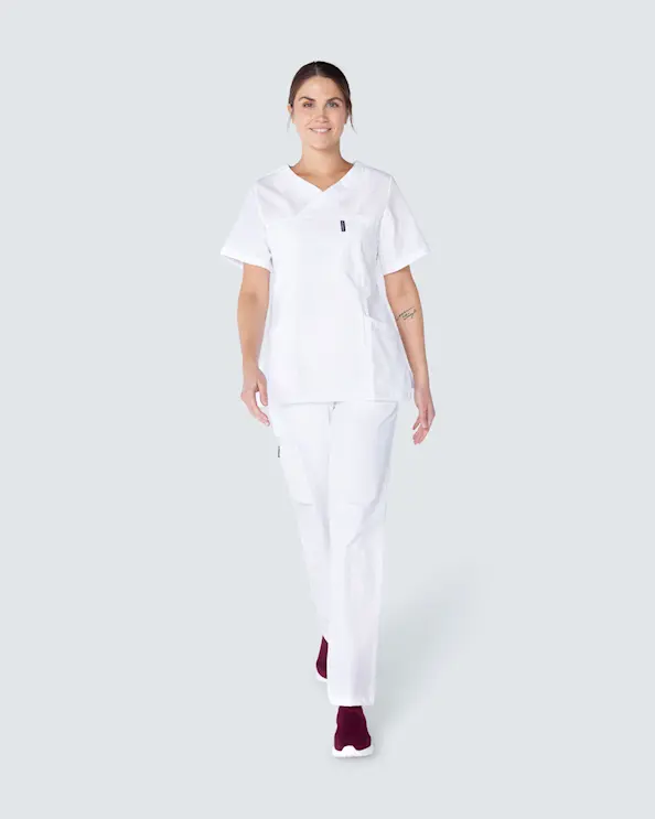 Almedahls Hvit Kriklet Kittel Dame