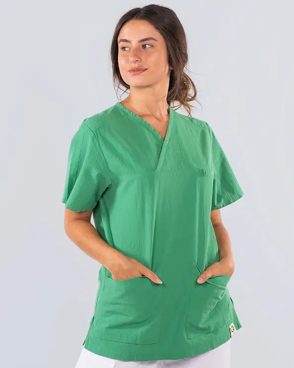 South West Cotton Crinkle GOTS Ebbe Grøn Bluse Unisex