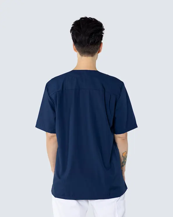 V-bluse Unisex Tencel Marine