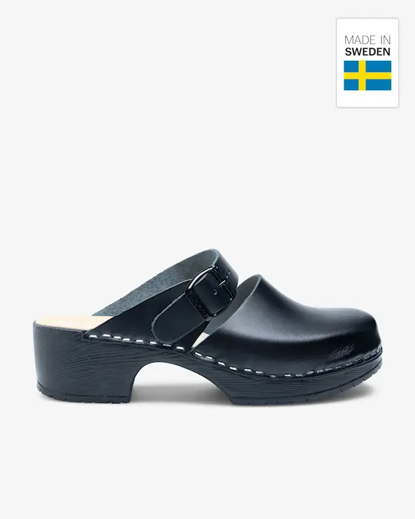 Beez Belle Slip-on Clogs mit Holzsohle Schwarz