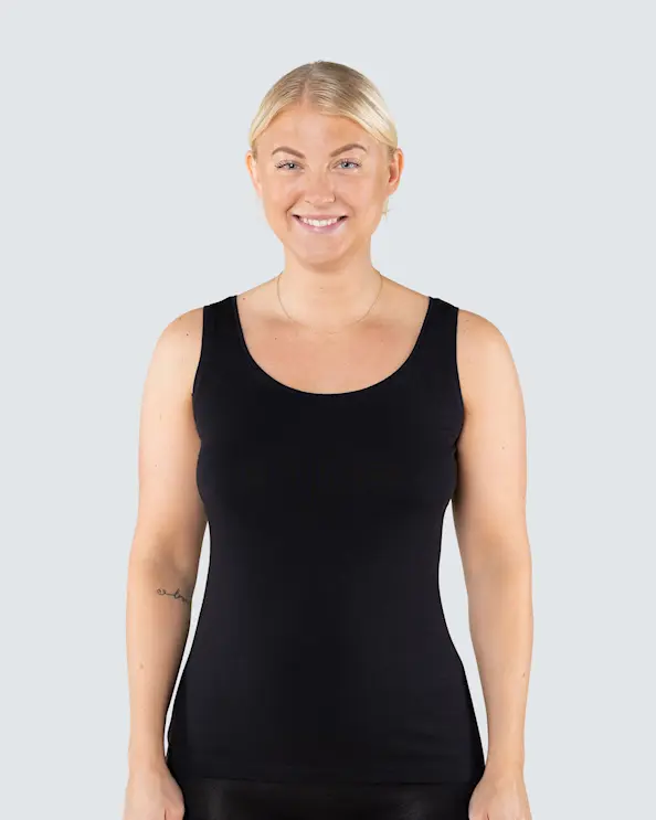 Singlet Ellen Bambus Brede Skulderstropper Sort