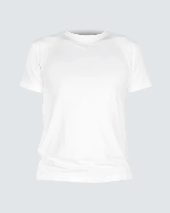 T-shirt, herrmodell i bambu med rund hals, vit