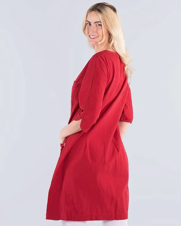 South West Cotton Crincle GOTS Emma Punainen Mekko Naiset