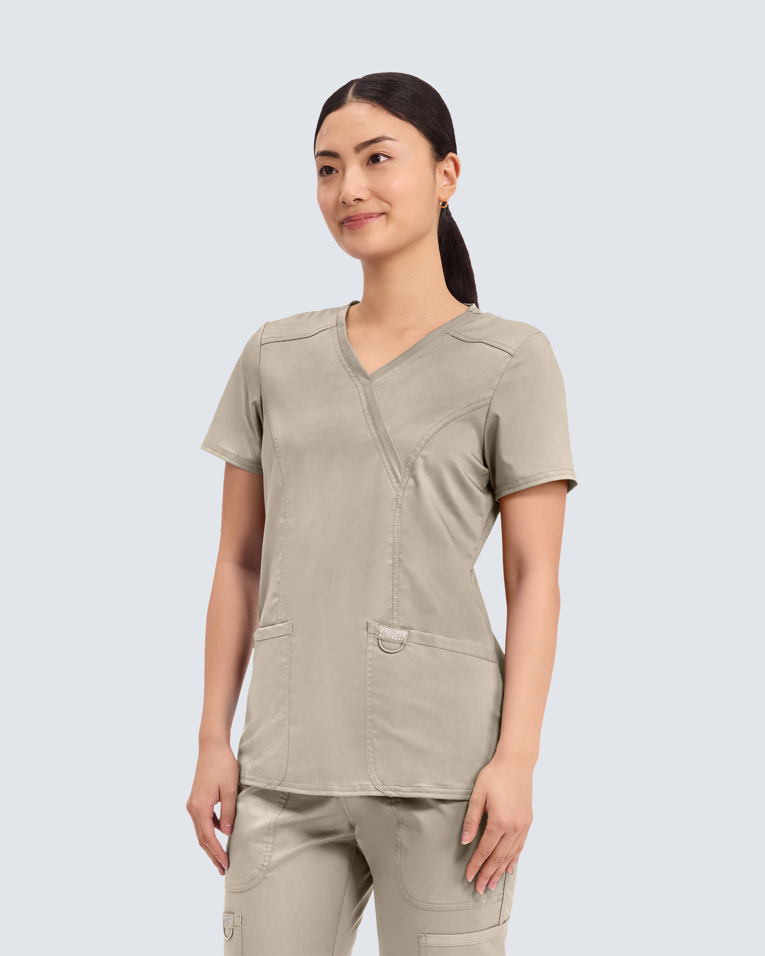 Cherokee Revolution Mock Wrap Top WWE610 Khaki