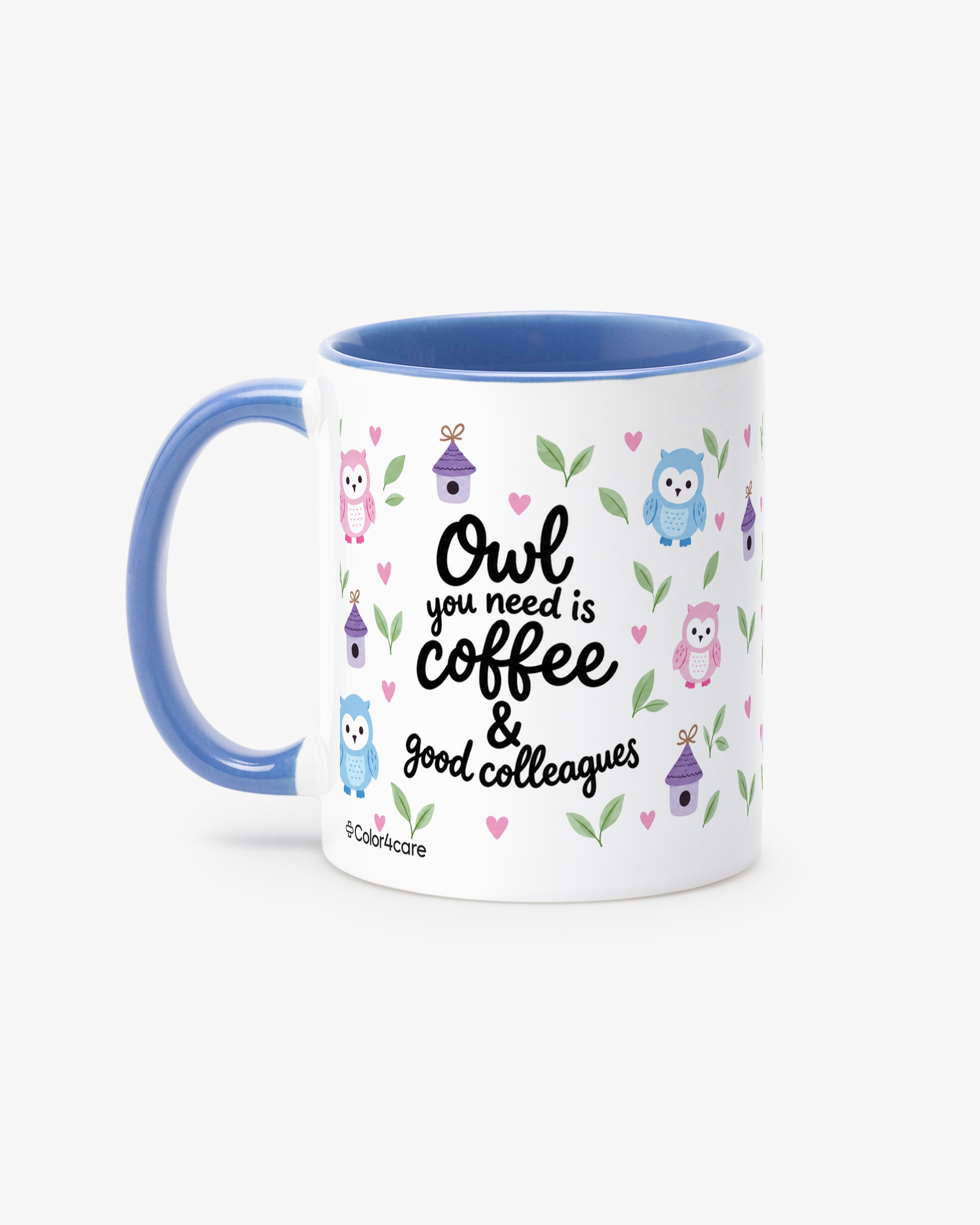 Mugg Owl you need is coffee Blå