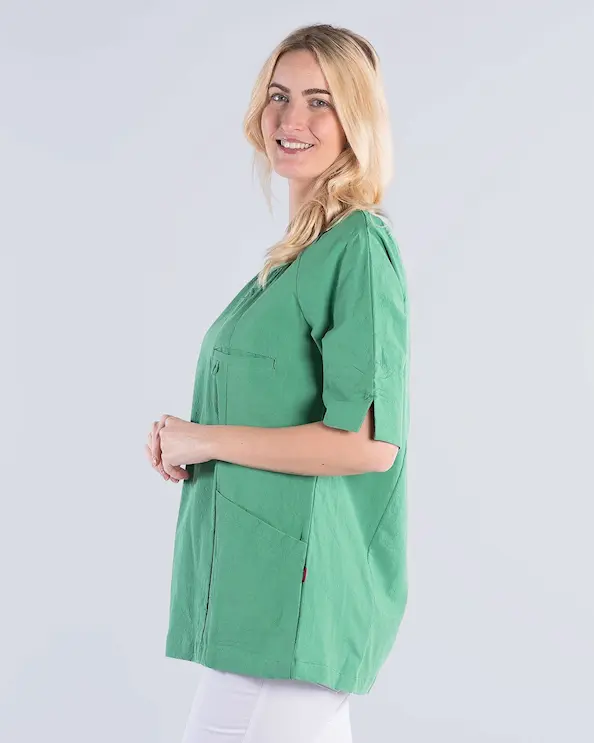South West Cotton Crinkle GOTS Elin Grøn Tunika Dame