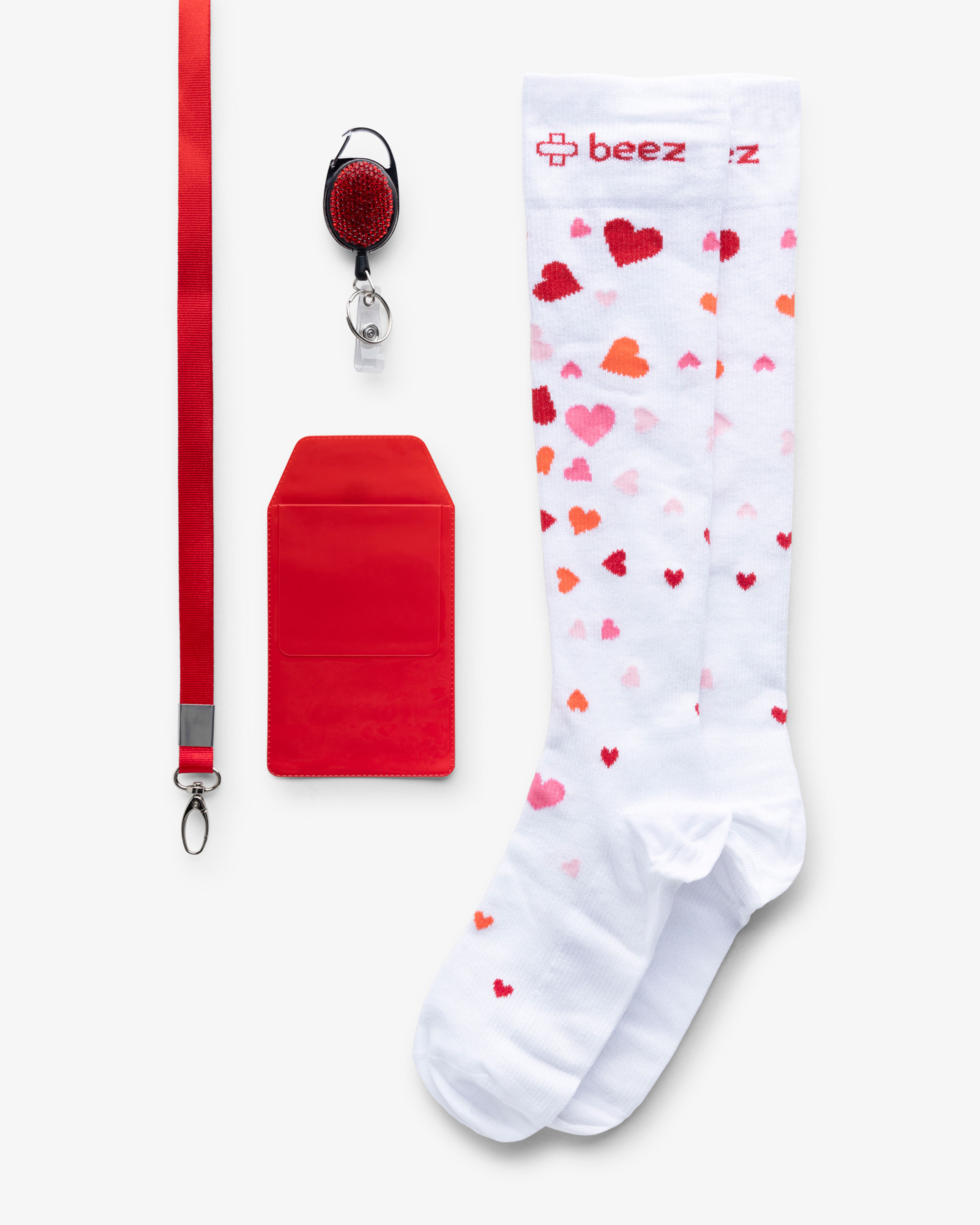 Kompressionsstrümpfe-Set Rote Herzen