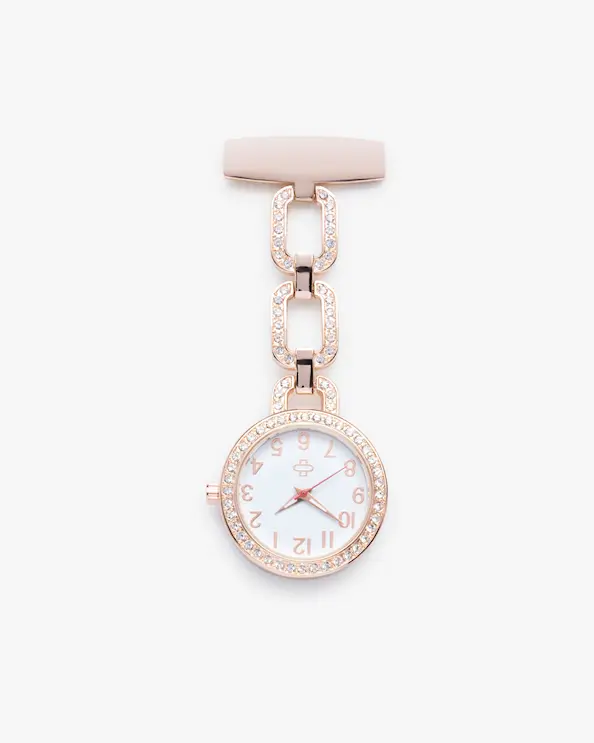 Schwesternuhr Strass Kette Rosé