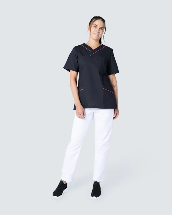 Almedahls Svart/Cerise V-blus Dam