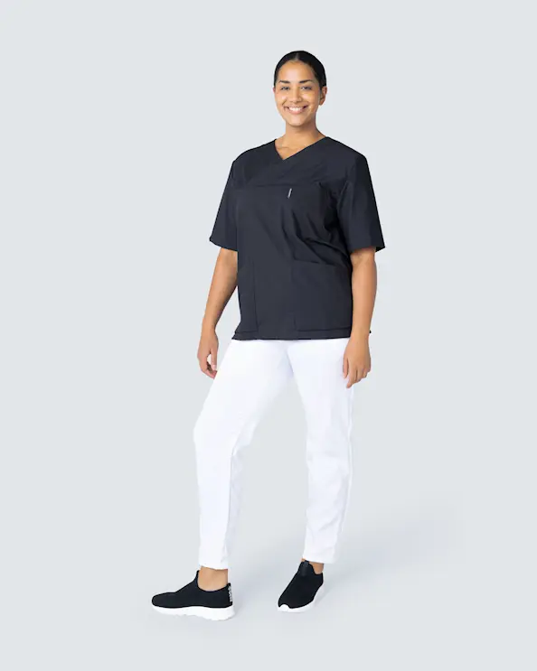 Almedahls Sort Bluse med v-hals Unisex