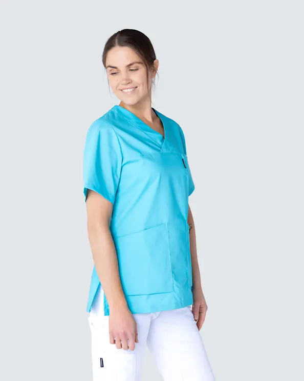 Almedahls Tyrkis Bluse med v-hals Dame