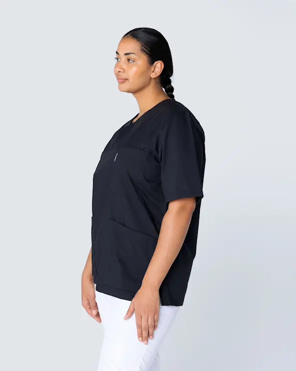 Almedahls Sort Bluse med v-hals Unisex
