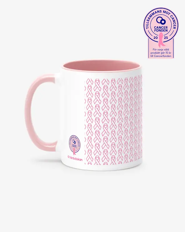 Mugg Rosa bandet Vit