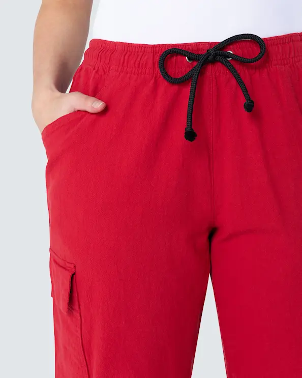 South West Cotton Crinkle Cody Røde Bukser Unisex
