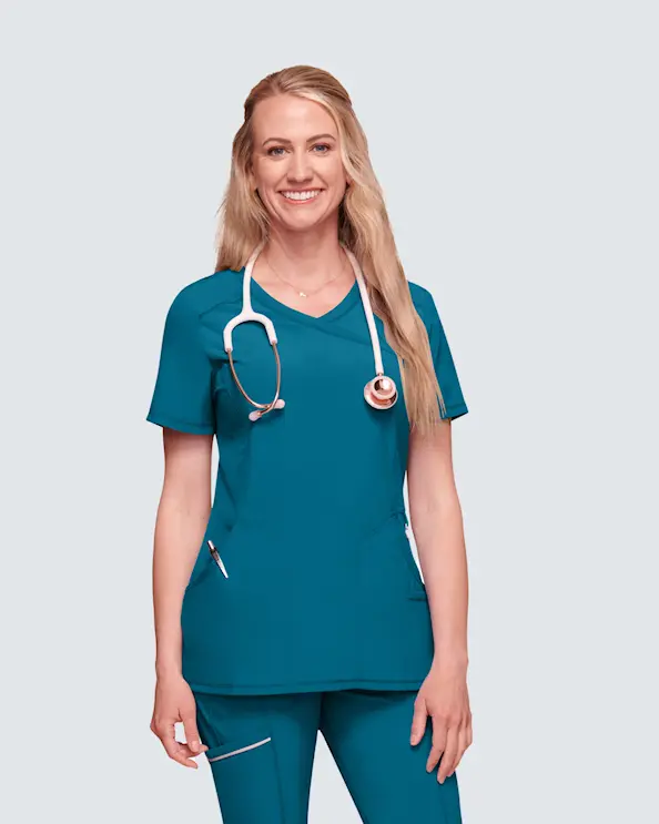 Infinity Mock Wrap Top CKE2625A Caribbean Blue