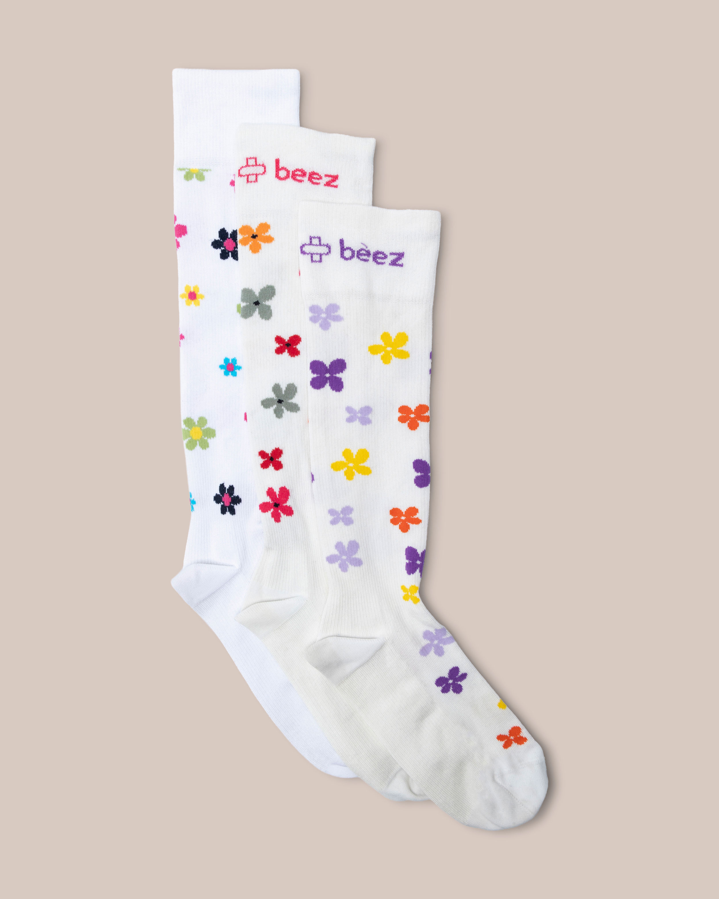 Stödstrumpor Blommig 3-pack