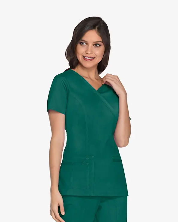 Cherokee Core Stretch Mock Wrap Top WWE4728 Tummanvihreä