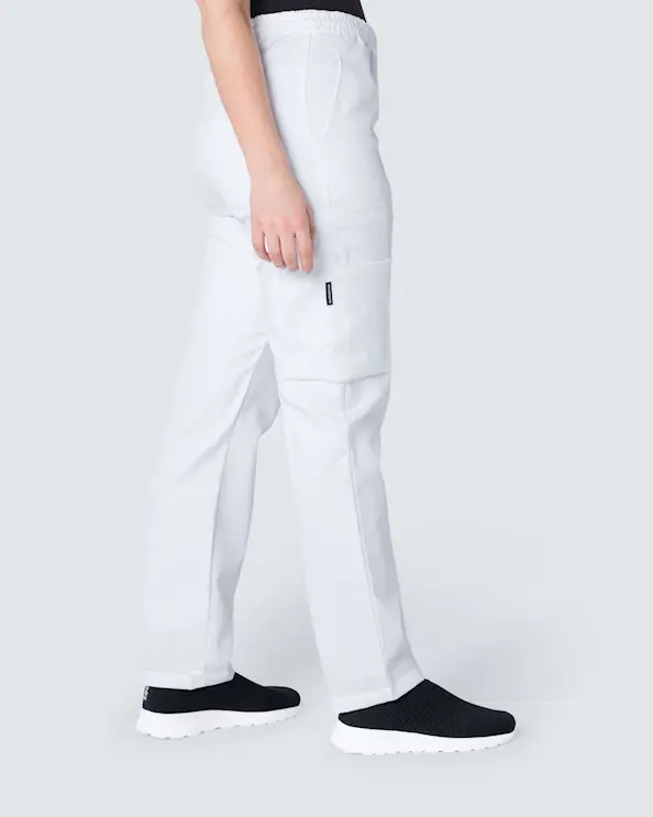 Almedahls Vit Byxa med Resår Bomull Unisex