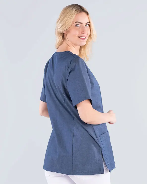 Segers Denimblå Tunika Stretch med Knapper Dame