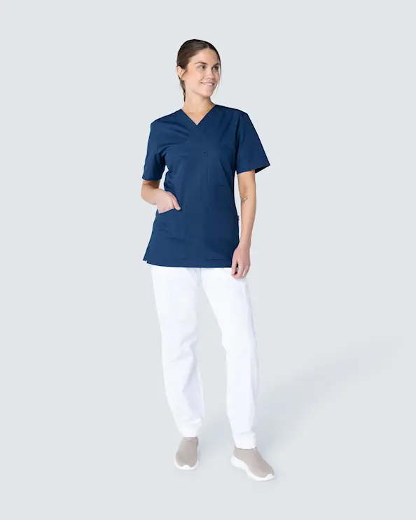 South West Staccato Alva Marineblå V-bluse Dame