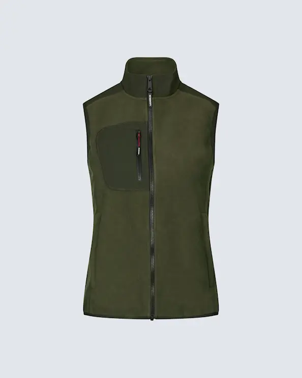 ID Identity fleecevest af bundet materiale til damer Olivengrøn