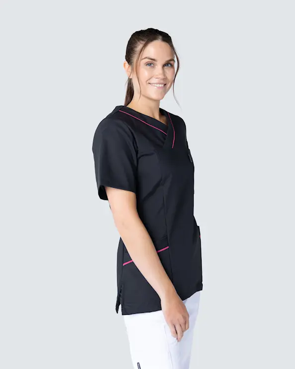 Almedahls Svart/Cerise V-blus Dam