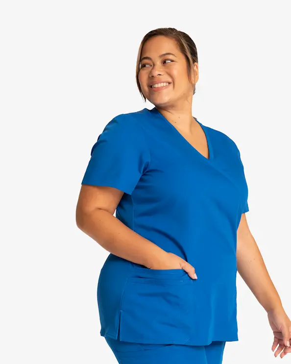 Cherokee Originals Mock Wrap Top WWE650 royal blue