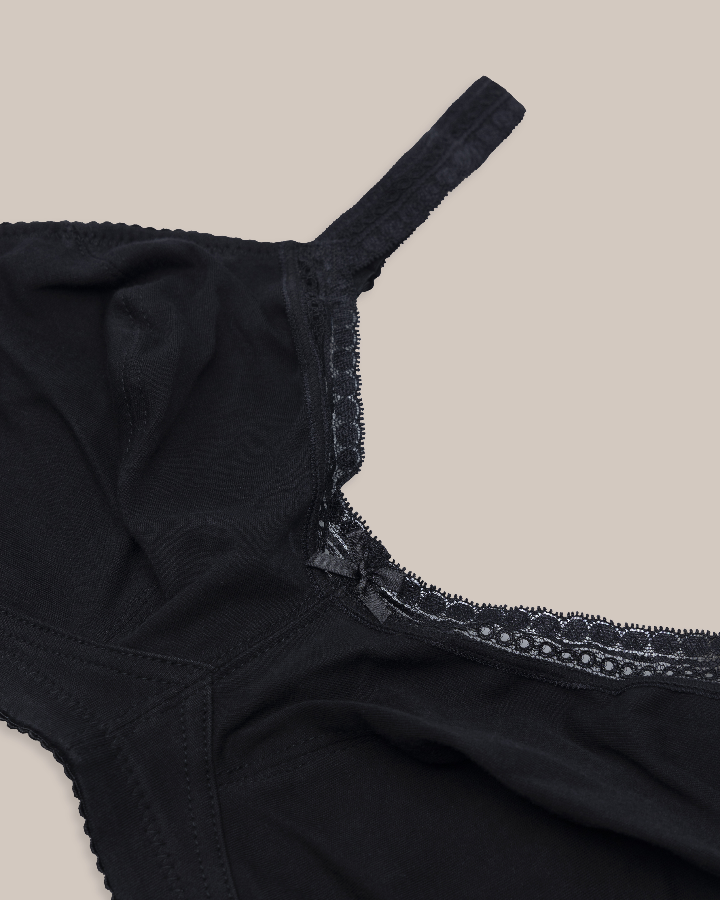 BH Bomull Dekorativ Blonde Svart 3-pakning