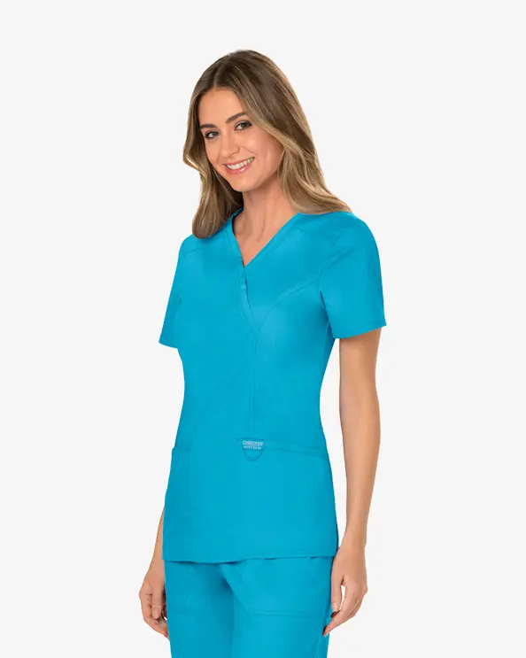 Cherokee Revolution Mock Wrap Top WWE610 Aqua